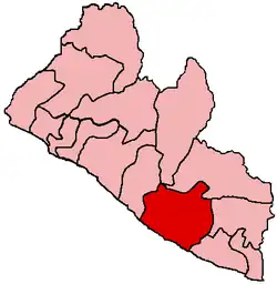 Map of Liberia showing Sinoe County