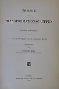Title page to "Theorie der Transformationsgruppen"