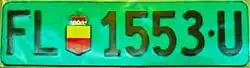 Liechtenstein dealer license plate, with green background for agricultural vehicles