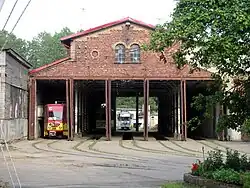 Brick tram depot shed with 5 tracks