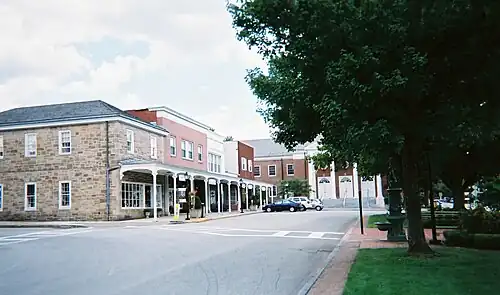 Ligonier's downtown with the Town Hall in the background.