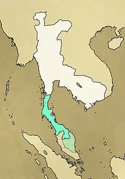 Nakhon Si Thammarat (blue) as a vassal state of Ayutthaya in 1603