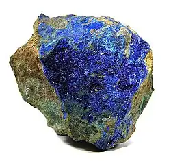 Linarite with caledonite, from Baker, El Dorado County, California US (Size 5.4 × 5.2 × 3.2 cm)