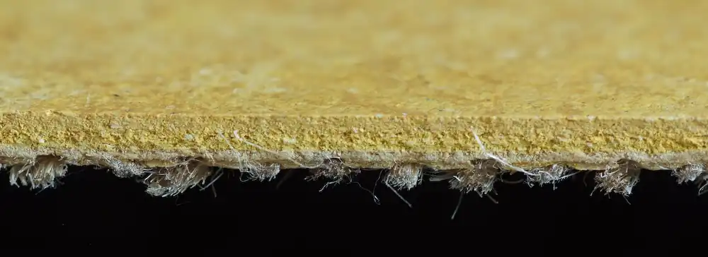 Cross section view show linoleum's pigmentation evenly distributed throughout the slab.