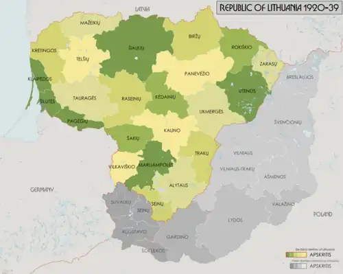 Image 102Counties of Lithuania 1920–1939 (from History of Lithuania)