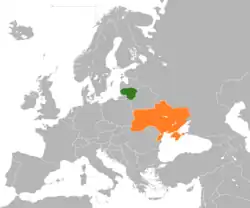 Map indicating locations of Lithuania and Ukraine