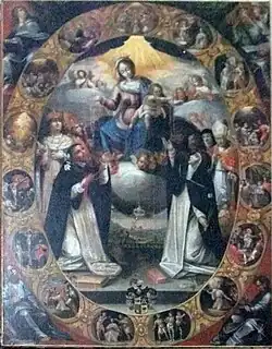 The Virgin Mary giving the belt to Saint Augustine et Saint Monica.[3]