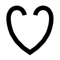 Hollow heart shape with a gap between the two lobes at the top