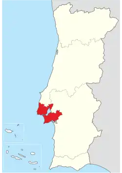 Location of Lisbon within Portugal