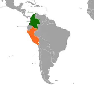 Map indicating locations of Colombia and Peru