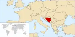 Location of Bosnia and Herzegovina