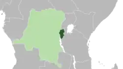Ruanda-Urundi (dark green) depicted within the Belgian colonial empire (light green), c. 1935