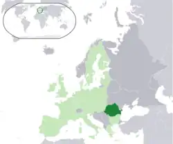 Location of Romania