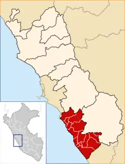 Location of Cañete in Lima