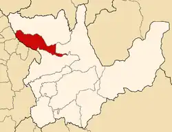 Map showing Province Huacaybamba in the Huánuco region
