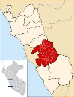 Location of Huarochirí in Lima