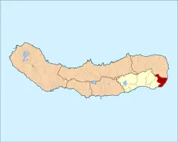 Location of the civil parish of Água Retorta in municipality of Povoação