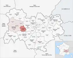 Location within the region Auvergne-Rhône-Alpes