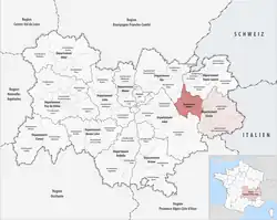 Location within the region Auvergne-Rhône-Alpes