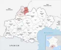 Location within the region Occitanie