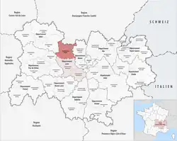 Location within the region Auvergne-Rhône-Alpes