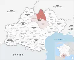 Location within the region Occitanie