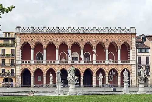 Neogothic Loggia Amulea (1906) at Prato della Valle, headquarters of the Padua firefighters until 1989