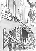 Perspective sketch of the Lombard Building from Queen Street Melbourne