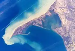 Long Point Peninsula with bright sediment plumes (north to lower right). Source: NASA