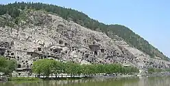 Mount Longmen as seen from Manshui Bridge to the southeast.