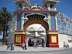 entrance of Melbourne Luna Park