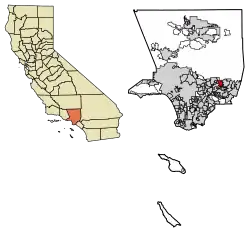Location of Azusa in Los Angeles County, California