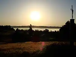 A view of the village in the morning mist