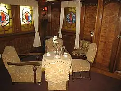 Lounge of a cabin on the Hikawa Maru