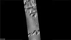 Wide view with CTX image of part of the Louros Valles