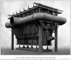 Lower part of a water jacket furnace used to smelt copper ore