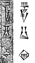 Inscription 𒈗𒀕𒆠, Lugal Unugki, "King of Uruk" on the tablet of Sîn-gāmil[9]