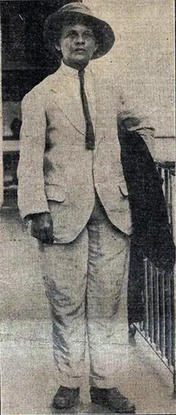 Black and white photo of Luisa Capetillo wearing masculine clothing