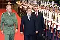 Luiz Inácio Lula da Silva and Fidel Castro inspecting the unit.