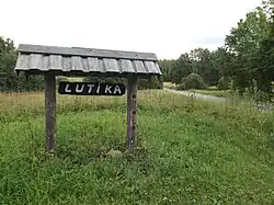 Sign announcing the village