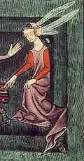 An early example of a sideless surcoat, c. 1325-1335