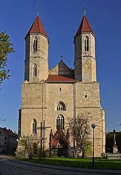 West façade of St. Mary Church in Lwówek Śląski, Lower Silesia