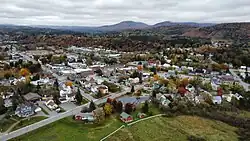 View of Lyndonville, with Burke Mountain in the background