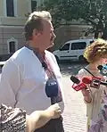 Mr. M. Tovkailo, Head of Kyiv kobzar Guild opens the first Festival of Ukrainian epic genre "Kobzarska Triicia" (Kobzar Trinity)