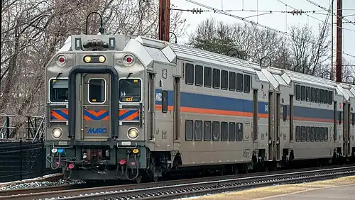 An MARC Bombardier MultiLevel cab car