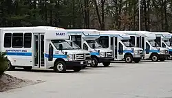 Shuttle vans at the MART headquarters in Fitchburg