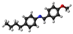 Ball-and-stick model of the MBBA molecule