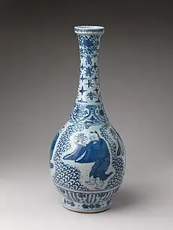 Jingdezhen blue and white vase, late Ming–early Qing dynasty (late 16th–17th century). Metropolitan Museum of Art.