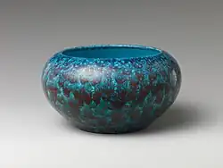Jingdezhen bowl with peacock feather glaze, Qing dynasty, Kangxi period (early 18th century). Metropolitan Museum of Art.