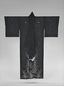 Unlined summer kimono (usumono) with heron and reeds, late 19th century